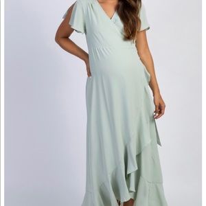 Mint High-Low Wrap Dress